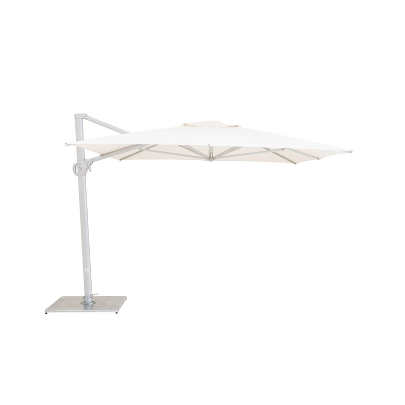 Pavone 10' Square Cantilever Umbrella (Grip Handle), Double Stack Plate - Medium, Natural, Grey