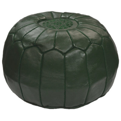 Handmade Moroccan Leather Round Pouf Ottoman Large Aviles