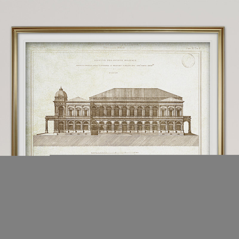 " Architecture Sketch II ", Gold Framed, 31" H x 43" W x 1.5" D, White Mat