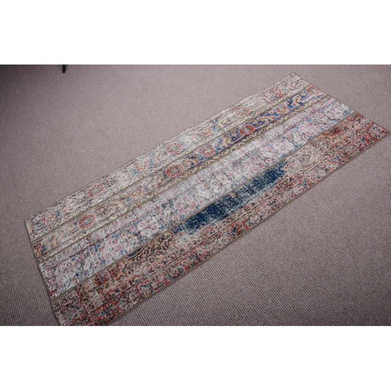 Tapis turc Oushak tissé à la main rétro