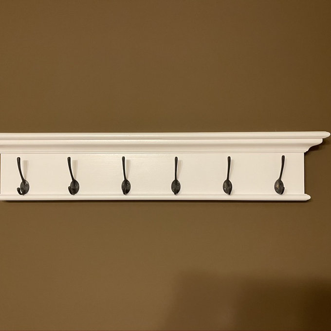 Guildford 51" Solid Wood Eight Hook Wall Mount Coat Rack - Pure White