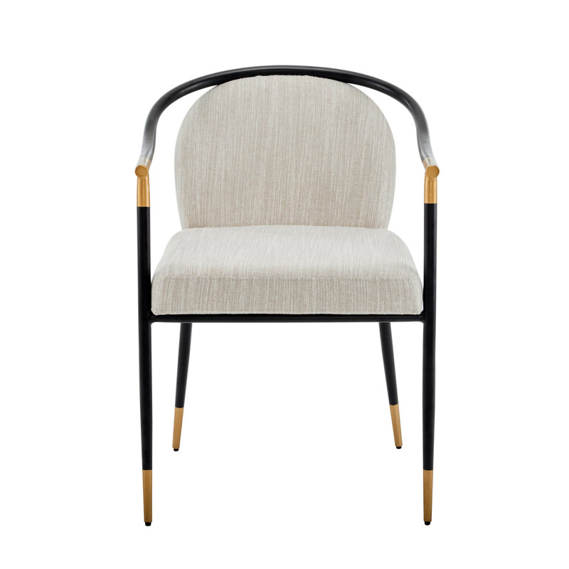 Jaquayla Gold-Tipped Modern Dining Chairs, Beige