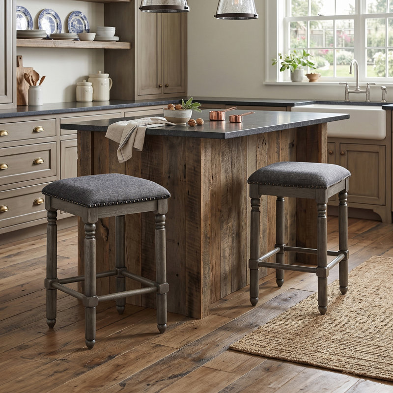 Tabourets de bar en bois Arnhem, ensemble de 2, Gris, Tabouret de comptoir (siège d'une hauteur de 24,2