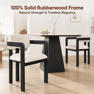 Solid Wood Upholstered Dining Armchair