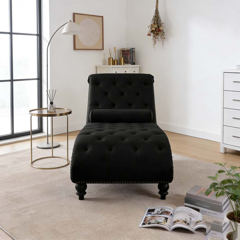 Fauteuil inclinable en velours capitonné, Noir