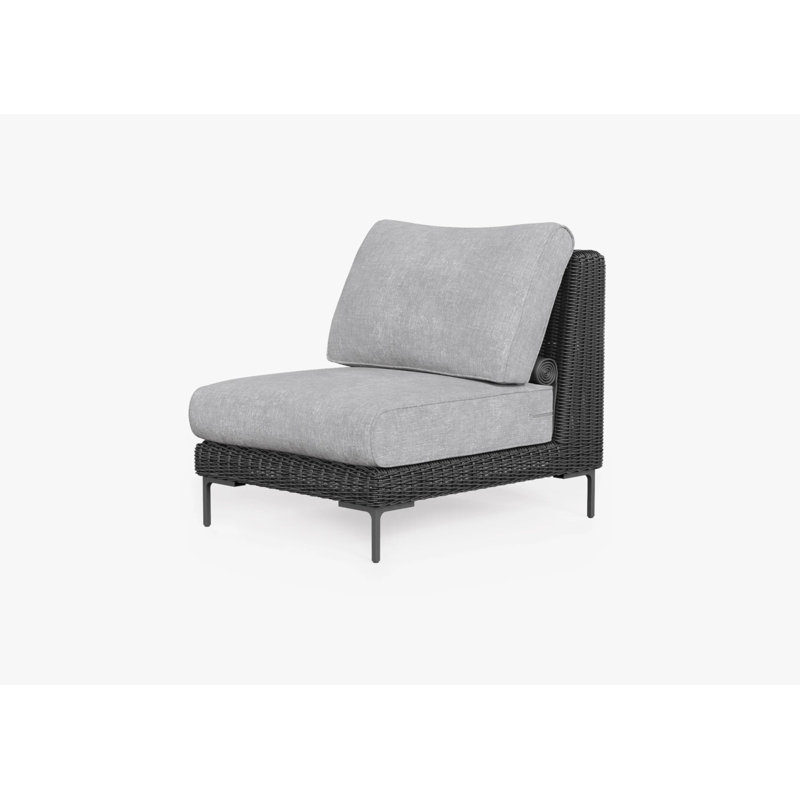 Black Wicker Outdoor Armless Chair Conversation Set, Pacific Fog Gray