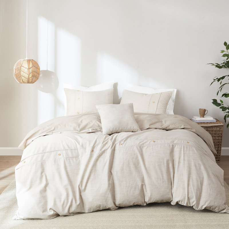 5 Piece Organic Bedroom - Natural Cotton Comforter Cover Bed Oversized, Natural, Full/queen
