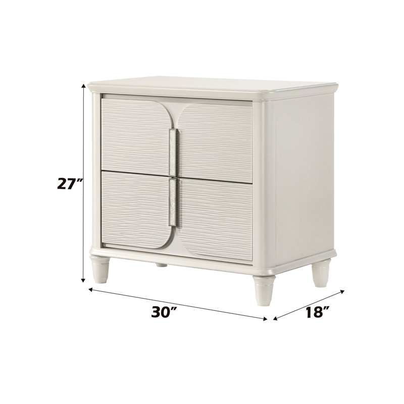 Table d'appoint Pearl White - table de chevet avec capacité de poids de 40 lb avec fonction 33 po Information sur la profondeur du colis