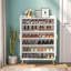Armoire à chaussures 29,6 po en bois blanc et or avec portes, range-chaussures à 7 niveaux-1875000778-1875000781