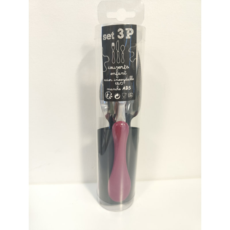 Amefa 18/0 Plastic Handled CLOUD Cutlery Set 3 Piece Pink