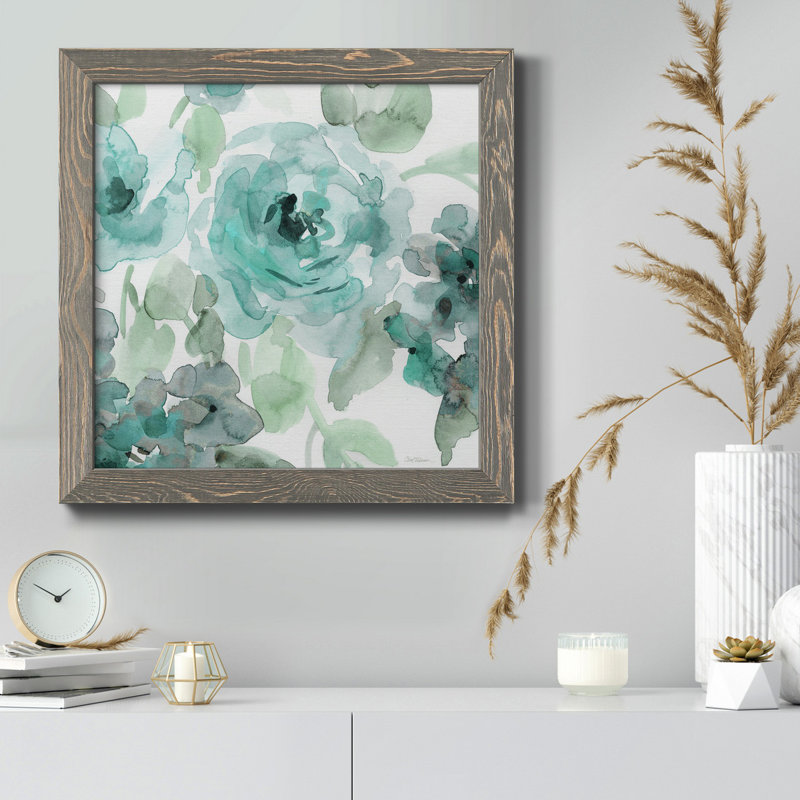 «Blue Mosaic I», reproduction d'art sur toile encadrée, H 31,5 po x l 31,5 po x P 1,5 po, Cadre gris