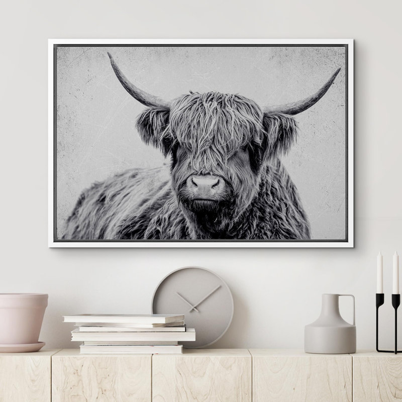 Portrait d'animaux sur fond blanc, Cadre blanc, H 24 po x l 36 po x P 1,5 po