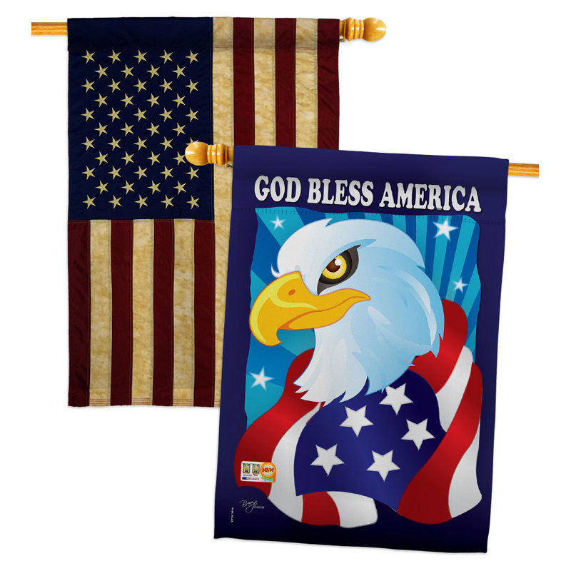 Double Sided 40'' H x 28'' W Polyester Independence Day House Flag
