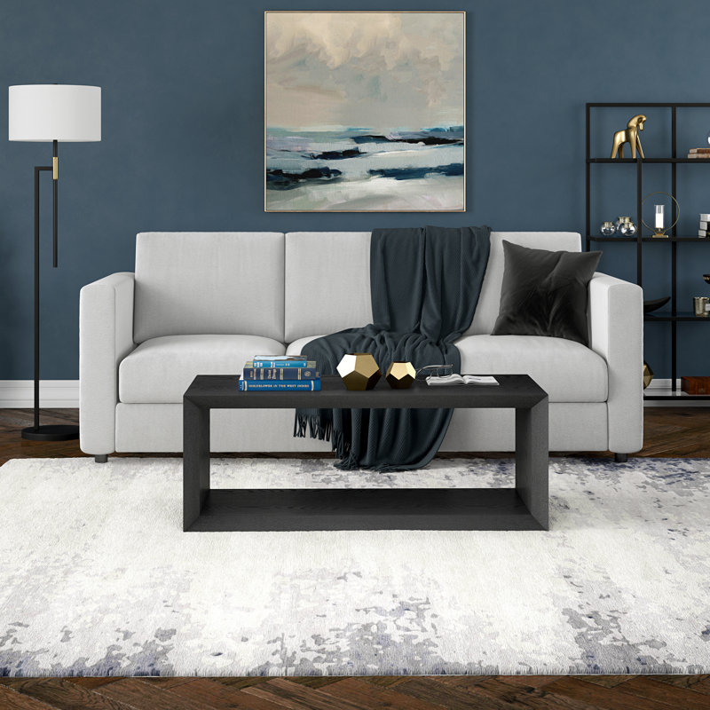 Wander Solid Coffee Table with Storage, 45.72cm H x 121.92cm W x 59.39cm D, Black