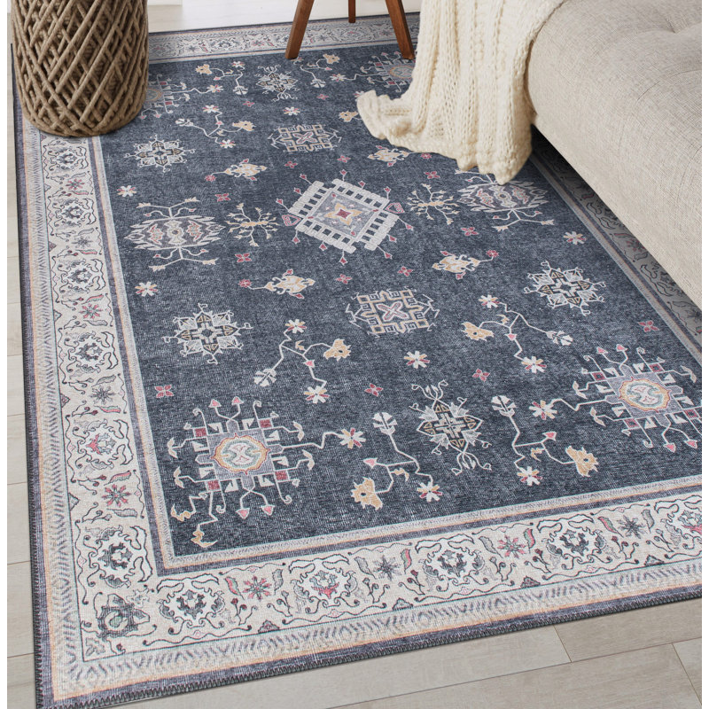 Berneth Machine Washable Oriental Area Rug, Rectangle 8'4" x 11'6"