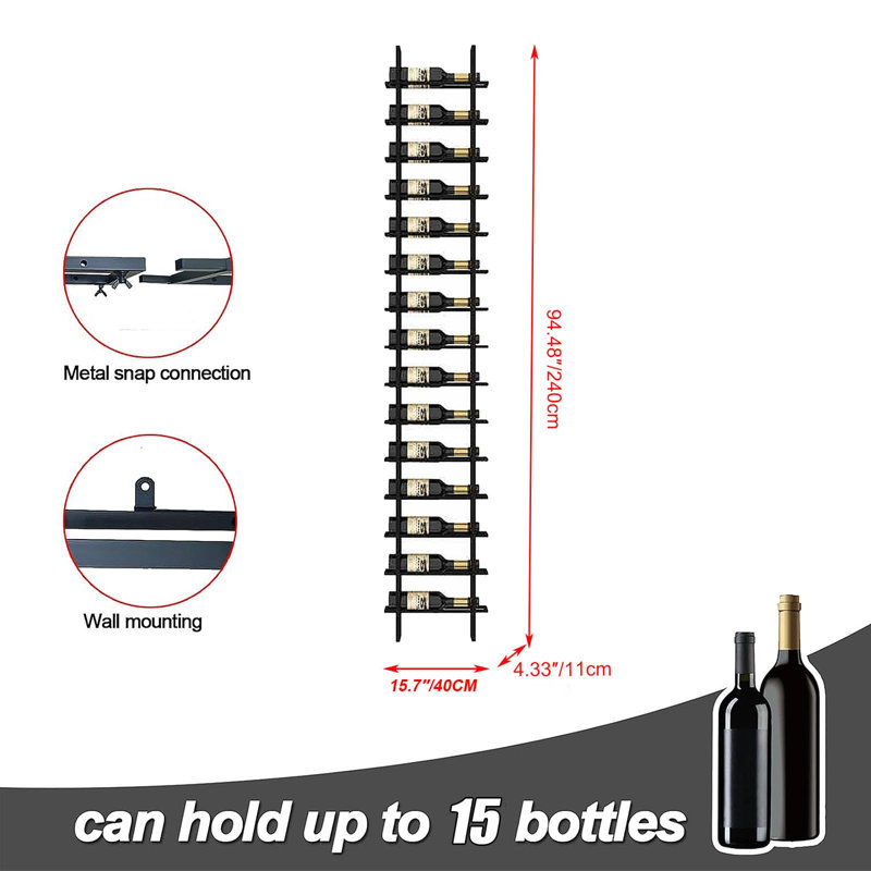 16 Bottle Wall Mount Wine Rack,Black Industrial Wine Storage Display Rack, Wine Cellar Storage,for Home Bar, Restaurant