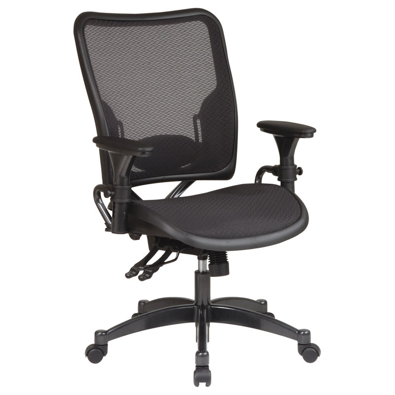 Black Mesh and Leather Ergonomic Swivel Task Chair