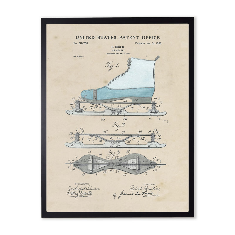 Ice Skate Patent in Black Frame