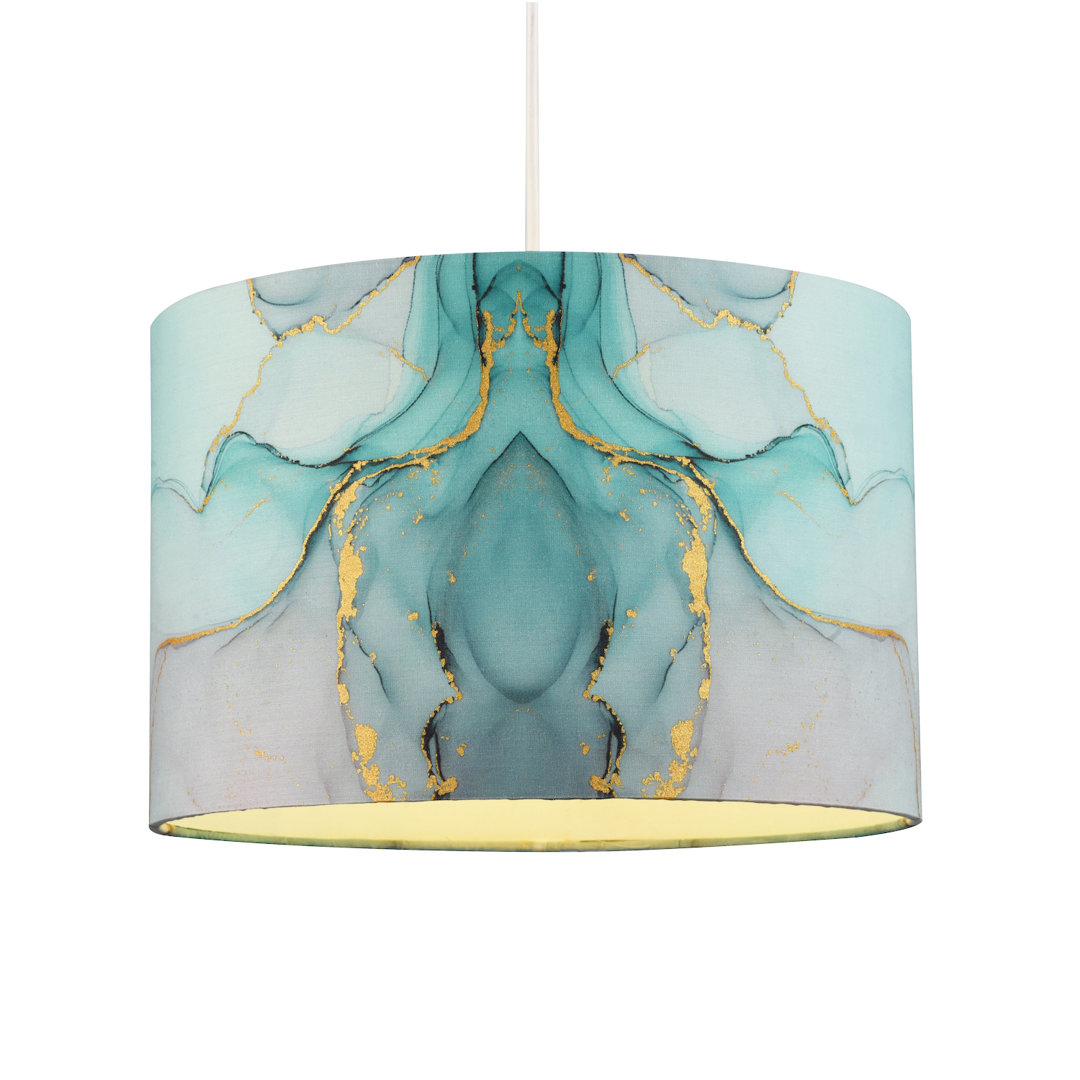 20cm H Cotton Blend Drum Lamp Shade ( Screw On ) in Teal