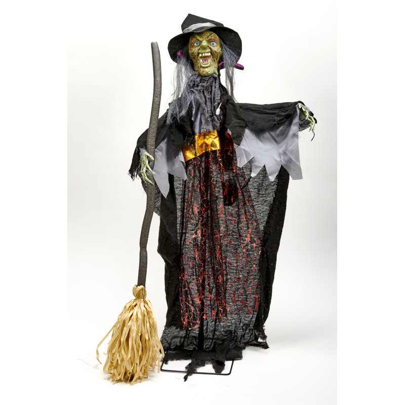 48" Animated Standing Halloween Witch With Turning Head
