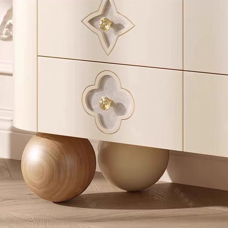 Retro White Solid Wood Accent Cabinet