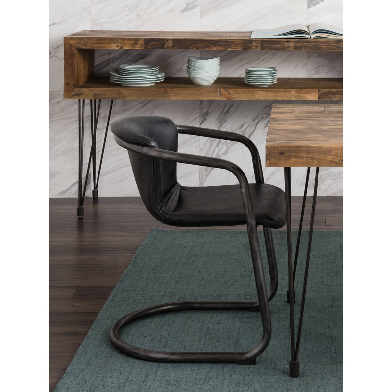 Freeman Bar Stool, Black Genuine Leather