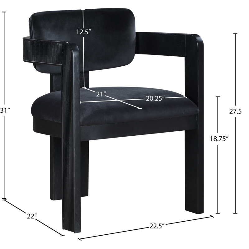 Chaise rembourrée Sacha Frink, Velours noir, Noir