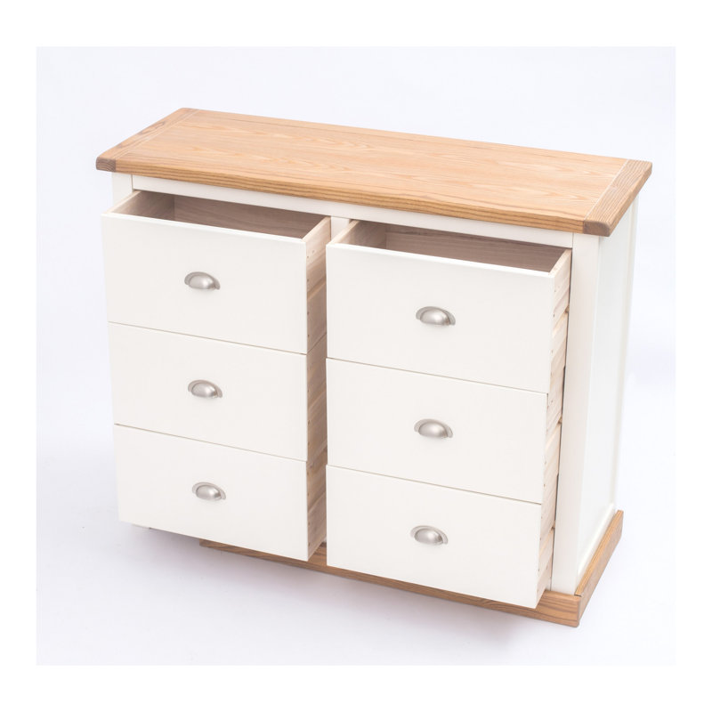 110cm W 6 - Drawer Chest of Drawers, Waxed Oak
