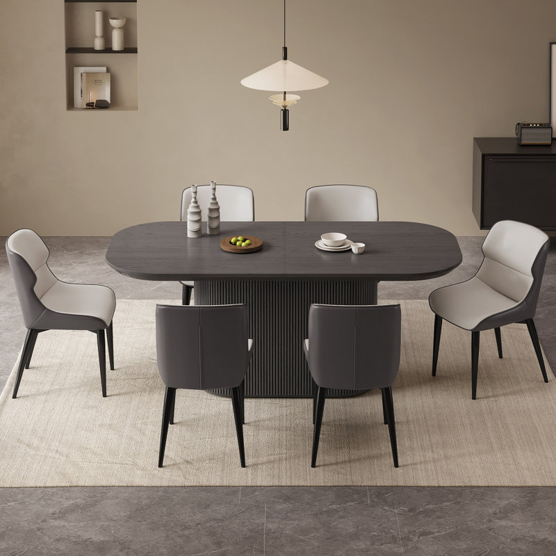Ensemble de table de salle à manger 70 po avec 6 chaises pour la cuisine, le bar et le salon, 7 pièces (1 table, 6 chaises)