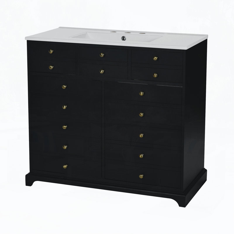 Meuble-lavabo 36 po avec lavabo, Noir