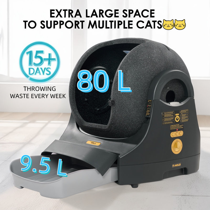 Der Vierbeiner Open-top Automatic Cat Litter Box, Self Cleaning Cat Litter Box For Multiple Cats, App Control Smart Cat Litter Box With Mat