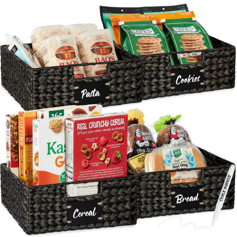 Pantry Baskets, Black, 5" H x 12" W x 9" D