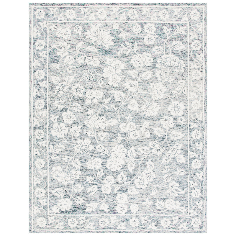 Conaway Hand Tufted Wool Floral Rug, Rectangle 8' x 10'