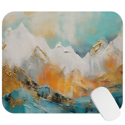 Landscape & Nature Dreams of Snowy Peaks Mountains Modern Transitional Gaming Cute Office Laptop Desk Pad Gift Mat Square Rectangle Non-Slip Mousepad