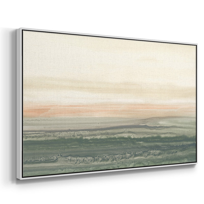 " Atlantic Sunrise I " Painting Print, 17" H x 25" W x 2'' D, White Floater Framed Canvas