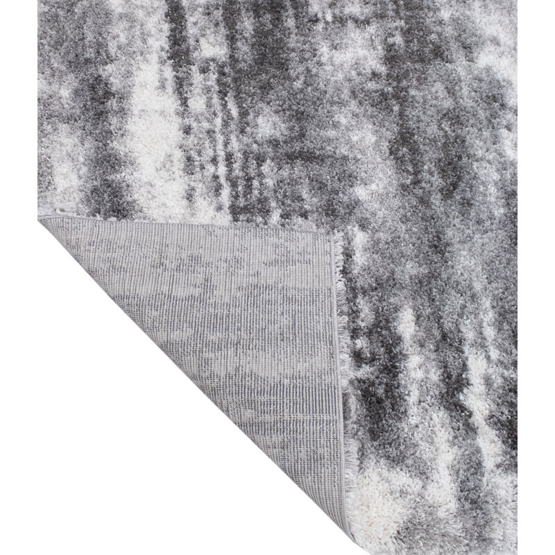 Tapis d'intérieur gris anthracite à poils longs Alban, Tapis de couloir 2 pi 6 po x 8 pi