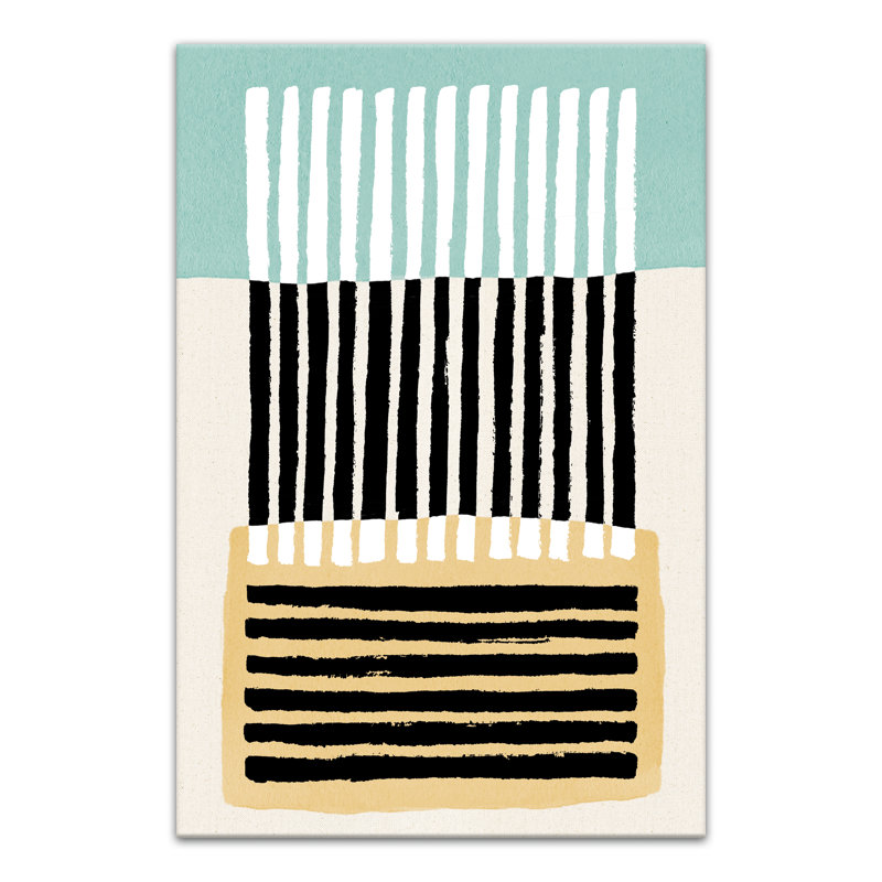 Rayures noires abstraites - Peinture, Toile tendue, H 36 po x l 24 po x P 1,25 po