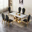 Table de salle à manger avec base en acier inoxydable, pour 6 personnes,-636364423-636364435