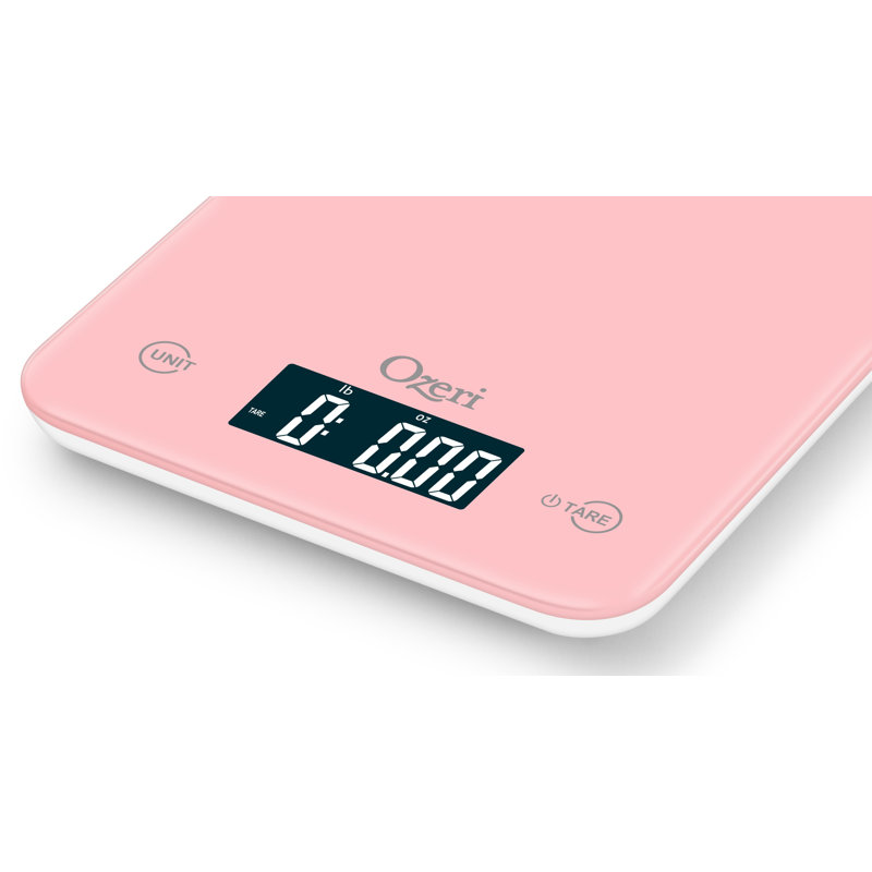 Balance de cuisine numérique Ozeri Touch (édition 12 lb) en verre trempé, Cristal rose