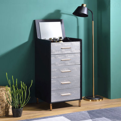 Armoire à bijoux noire, argentée et dorée