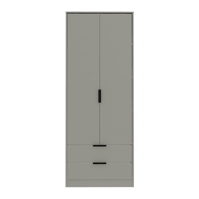 Fully Assembled 2 Door Wardrobe, Grey Matt Veneer
