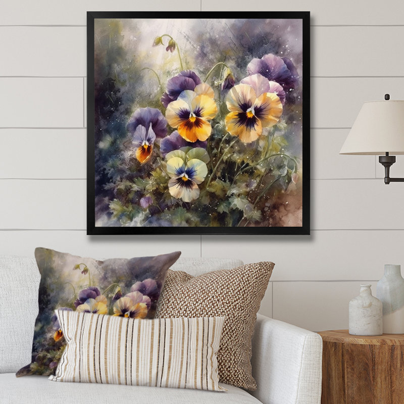 Pétunias en fleurs jaunes - impression, Cadre photo noir, H 16 po x l 16 po x P 1 po