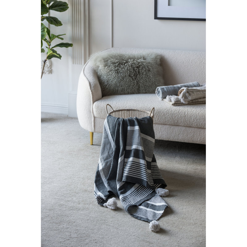 50X60" Gregory Throw Blanket, 2 Pack, White/Black Stripe