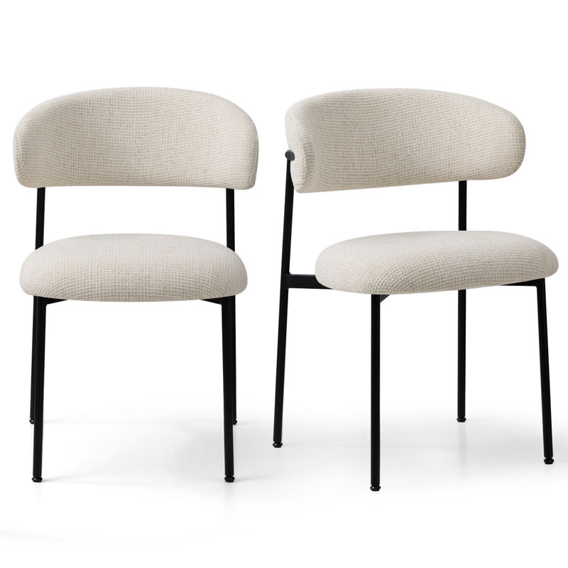 Chaise rembourrée avec pieds en métal, Beige Santi