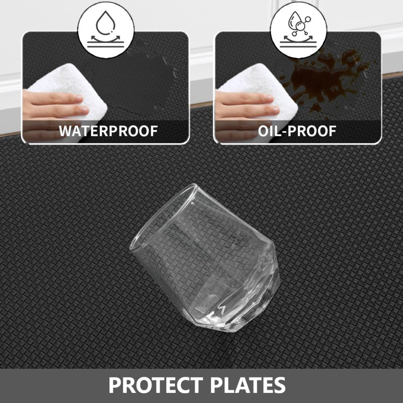 Solid Colour Anti-Fatigue Kitchen Mat, Black