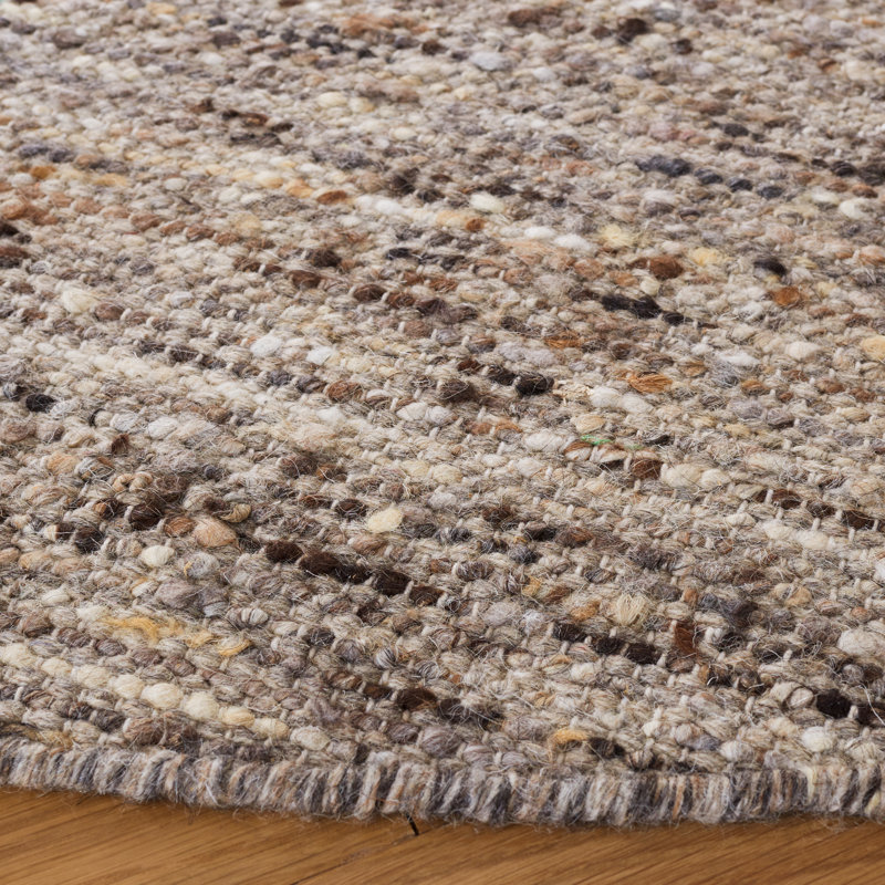 Abbie-Jai Natura Hand Woven Wool/Cotton Rug in Ivory/Brown, Rectangle 3' x 5'