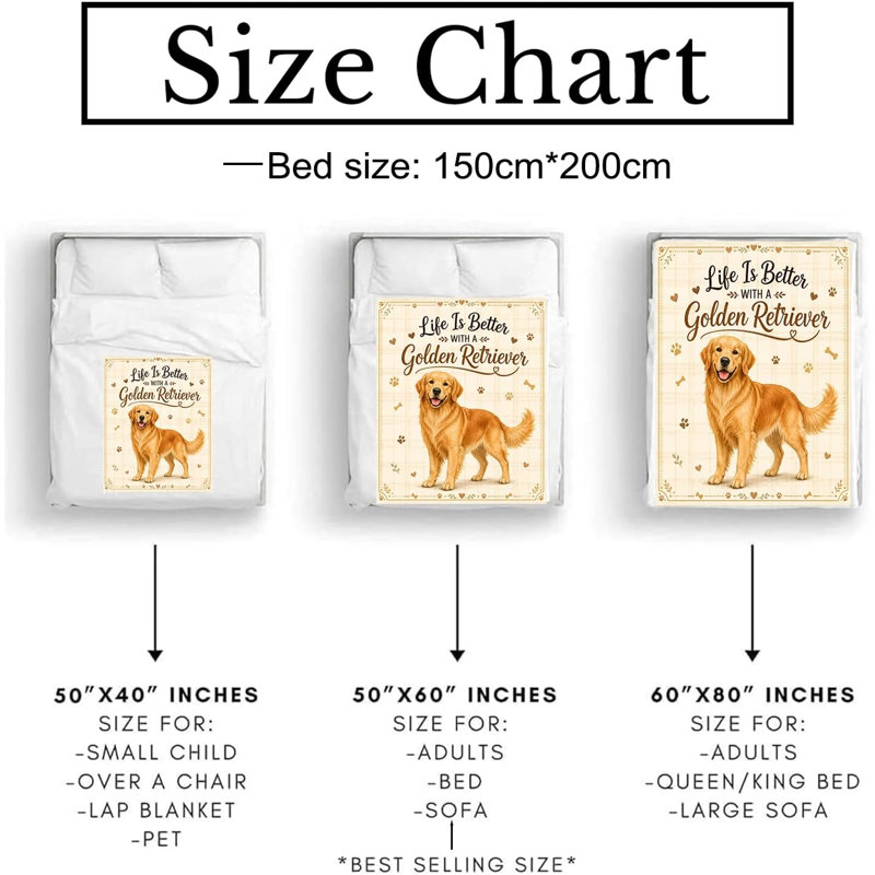 Couverture rustique Golden Retriever avec citation pour chien, jeté en flanelle, 76 x 102 cm, 7.87" L x 9.84" W
