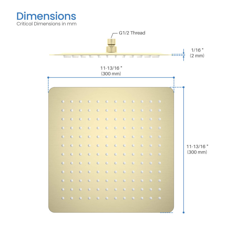 Rain Adjustable Shower Head 1.75 GPM GPM, Brushed Gold