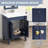 Torino 24" Single Bathroom Vanity Cabient With Porcelain Top & Sink. Navy Blue. Pre-Assembleb