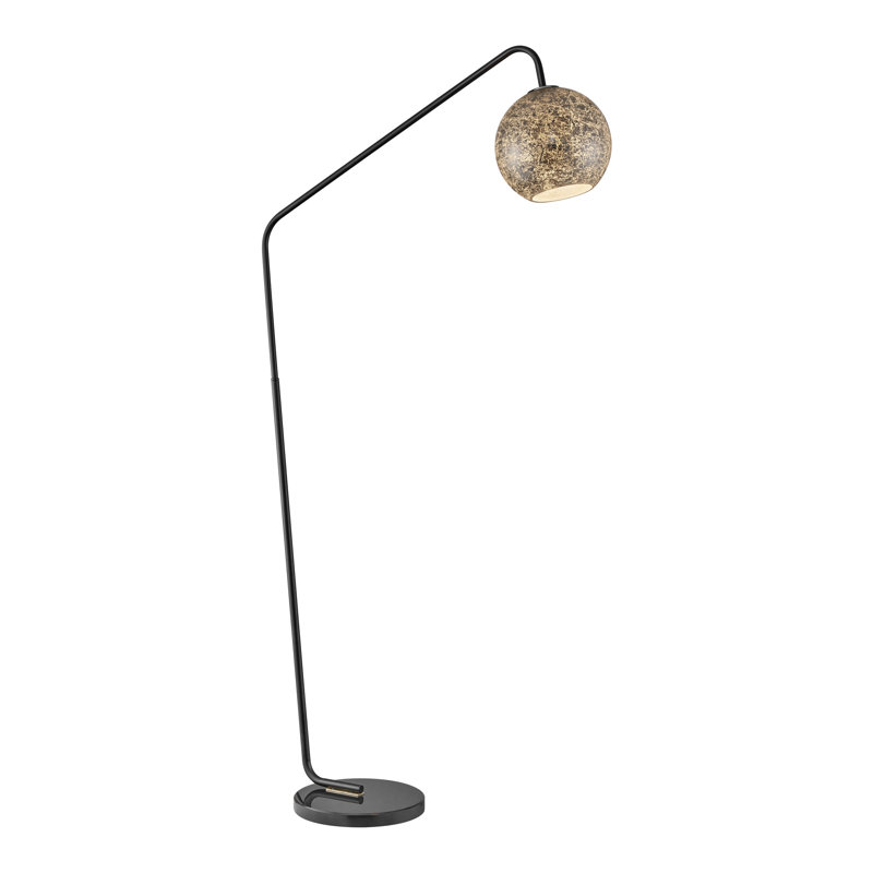 Lampe sur pied arquée 66 po Irmine, Noir / argent, Argent